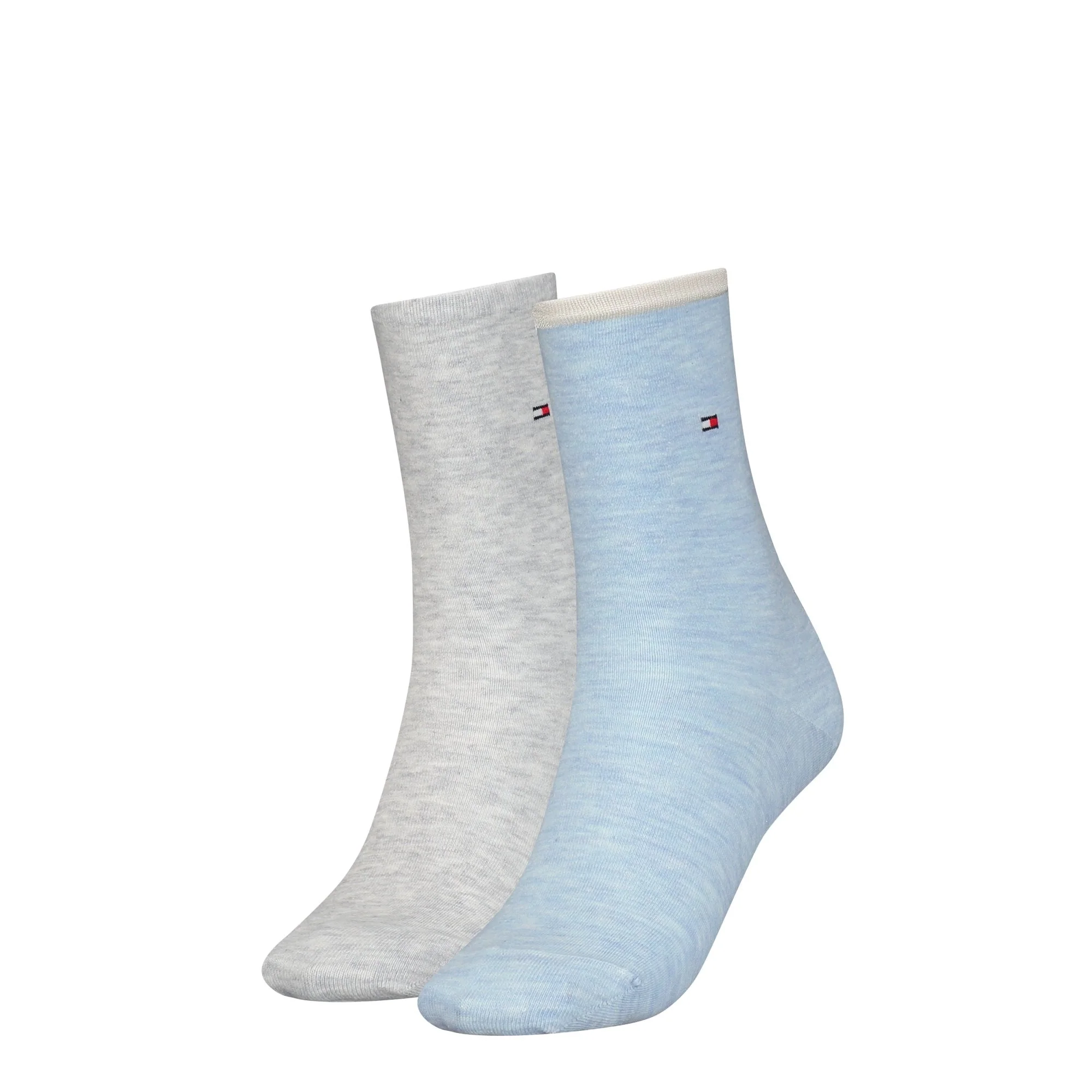 2-Pack Classic Embroidered Logo Women's Socks, Light Blue Melange - Image 3