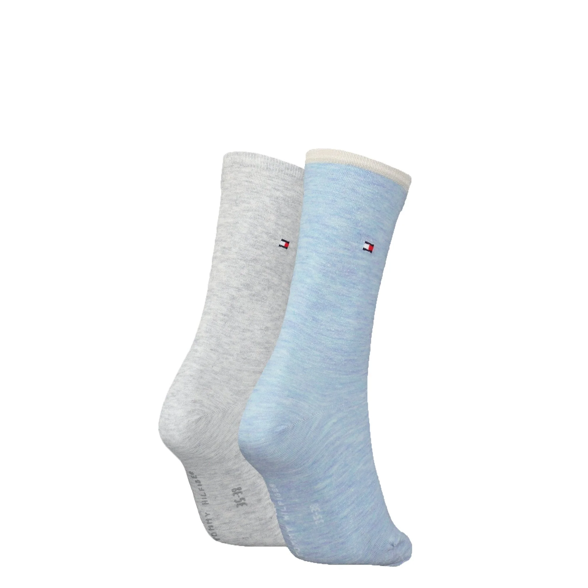 2-Pack Classic Embroidered Logo Women's Socks, Light Blue Melange - Image 4