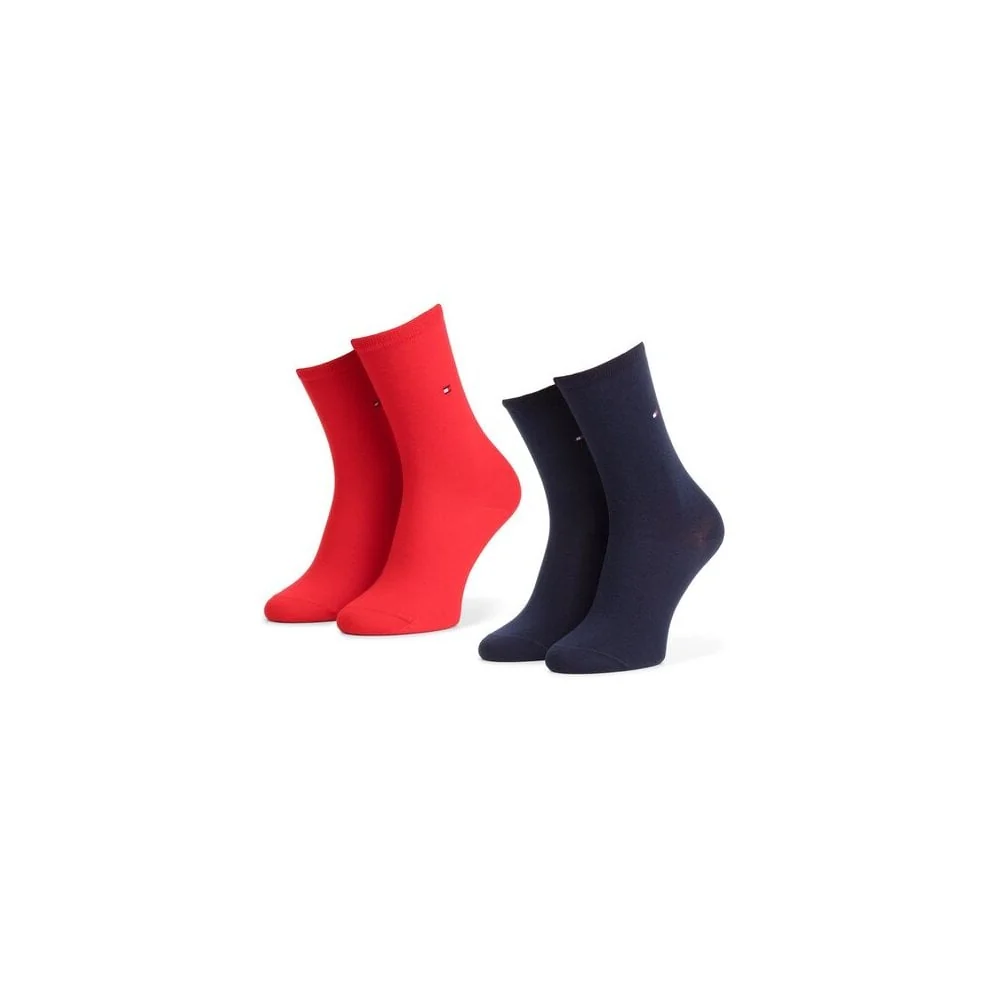 2-Pack Classic Embroidered Logo Women's Socks, Navy/Red - Image 3