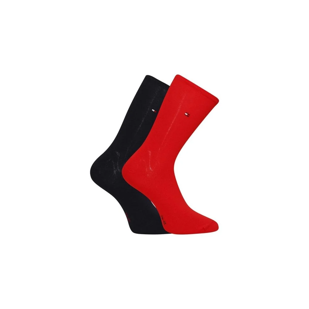 2-Pack Classic Embroidered Logo Women's Socks, Navy/Red - Image 6
