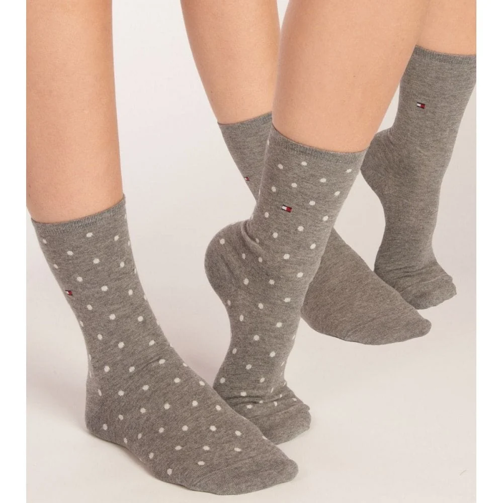 2-Pack Dots Pattern Women's Socks, Middle Grey Melange - Image 3