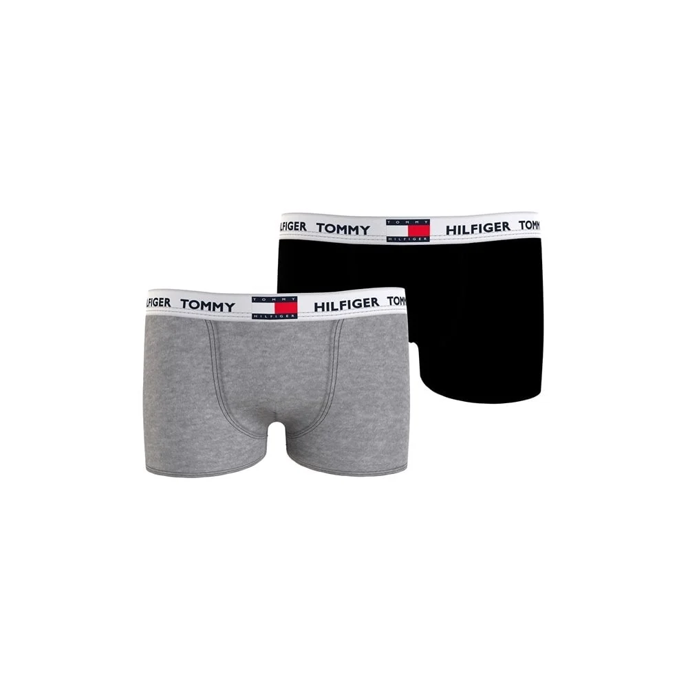 2-Pack Flag Logo Boys Boxer Trunks, Grey/Black - Image 4