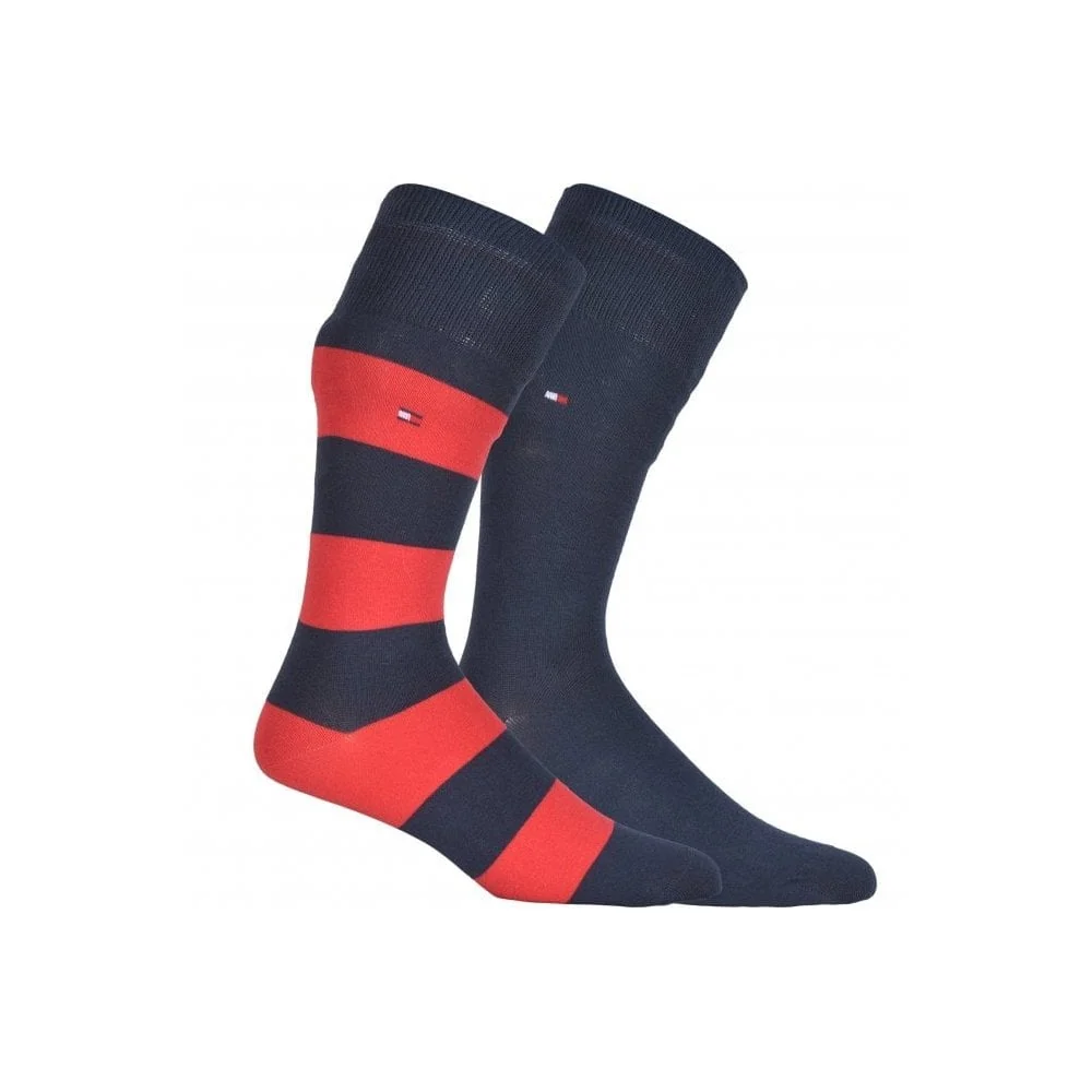 2-Pack Rugby Stripe Socks, Red/Navy