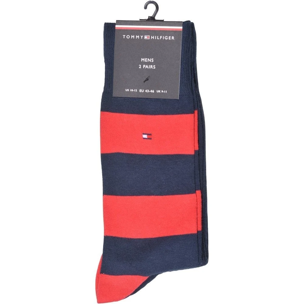 2-Pack Rugby Stripe Socks, Red/Navy - Image 2