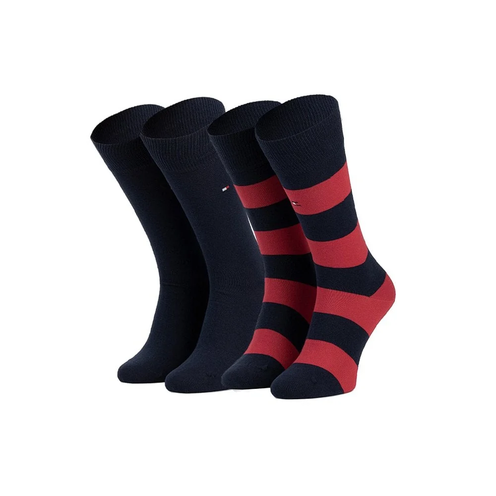 2-Pack Rugby Stripe Socks, Red/Navy - Image 3