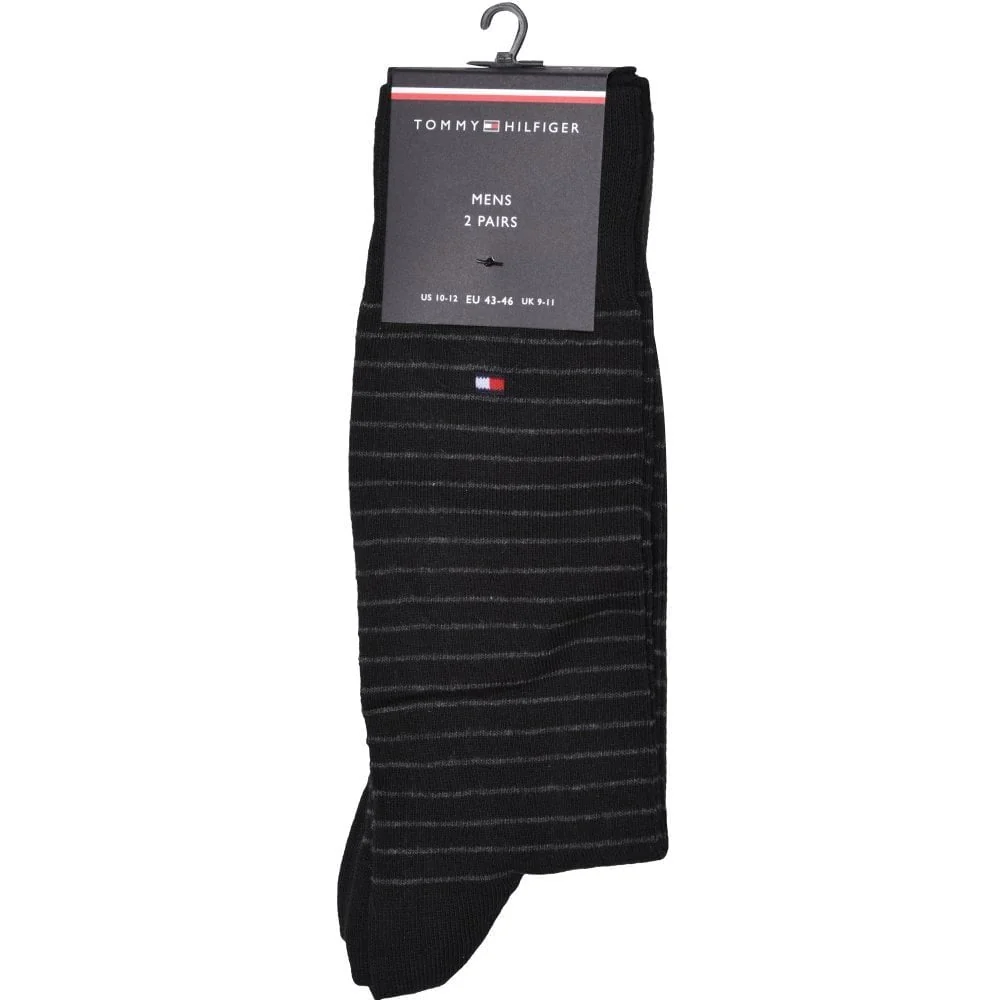 2-Pack Small Stripe Socks, Black - Image 2