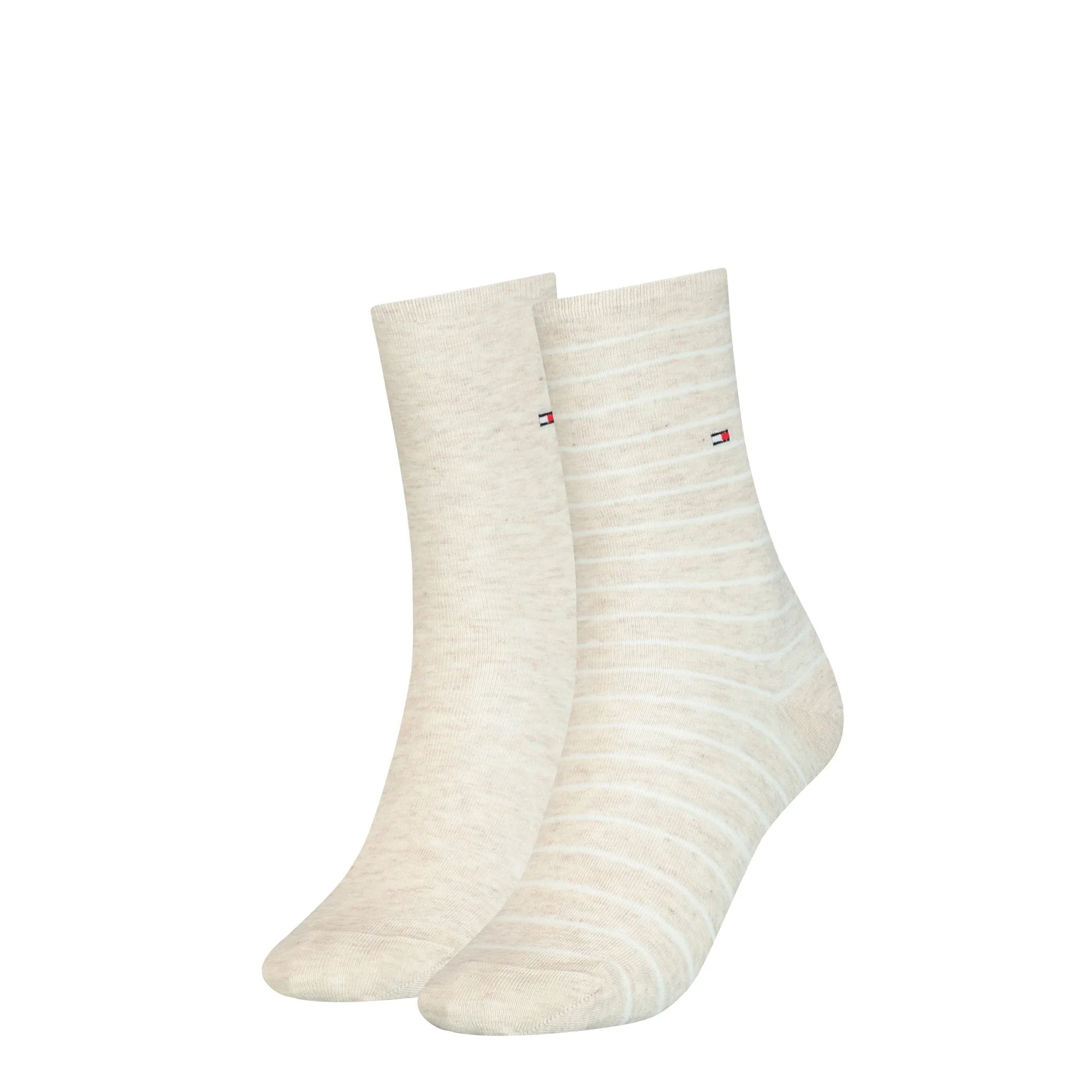 2-Pack Small Stripe Women's Socks, Light Beige Melange - Image 3