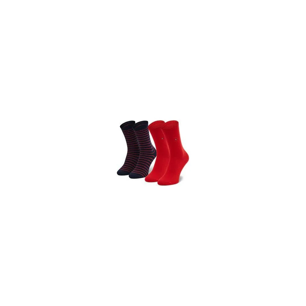 2-Pack Small Stripe Women's Socks, Red/Navy - Image 3