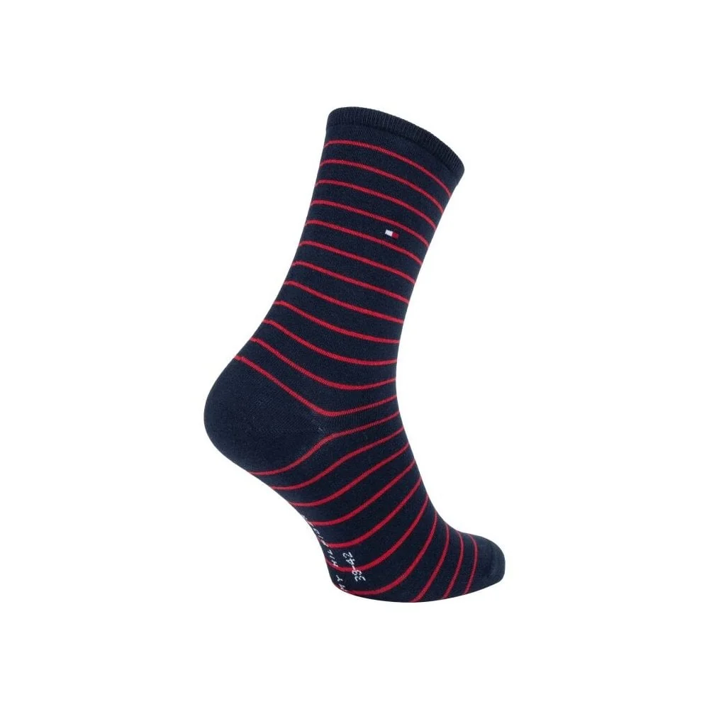2-Pack Small Stripe Women's Socks, Red/Navy - Image 4