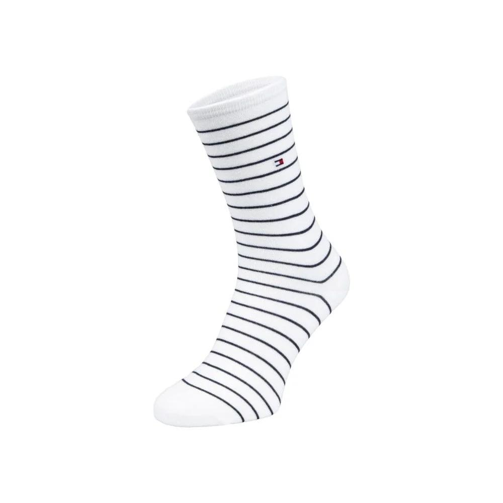 2-Pack Small Stripe Women's Socks, White/Navy - Image 3