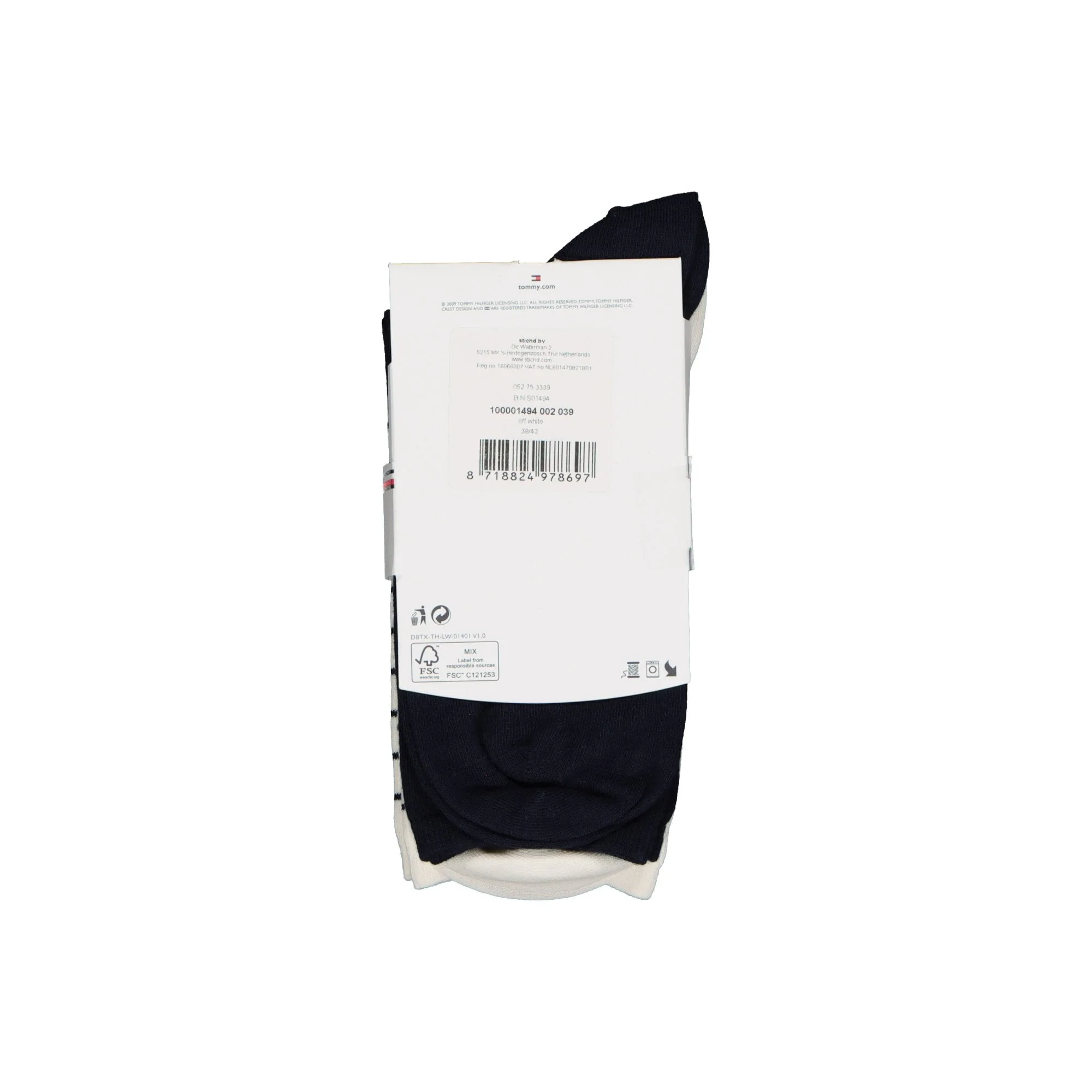 2-Pack Small Stripe Women's Socks, White/Navy - Image 6