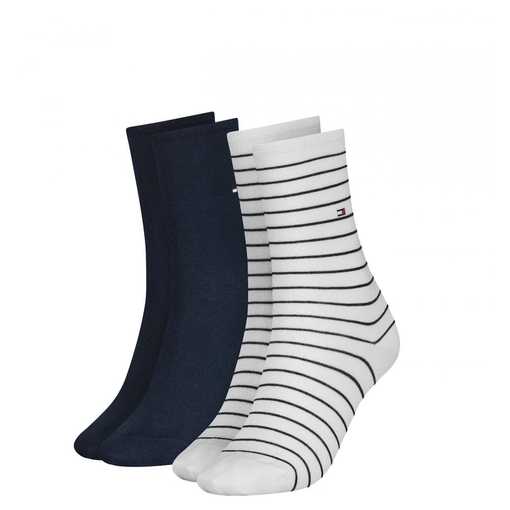 2-Pack Small Stripe Women's Socks, White/Navy - Image 7