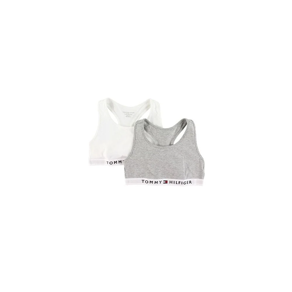 2-Pack TH Original Girls Racerback Bralettes, Grey/White - Image 5