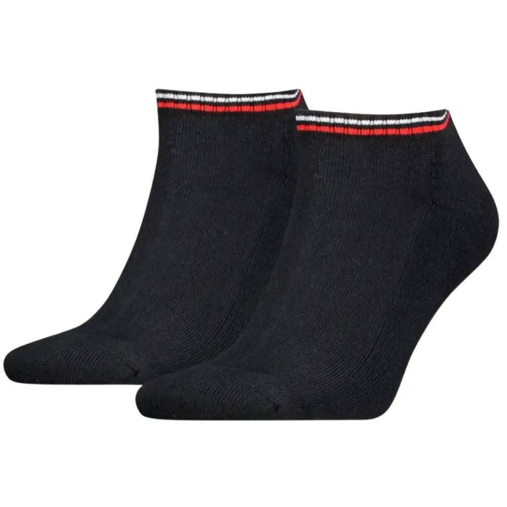 2-Pack Tommy Jeans Logo Sports Trainer Socks, Black