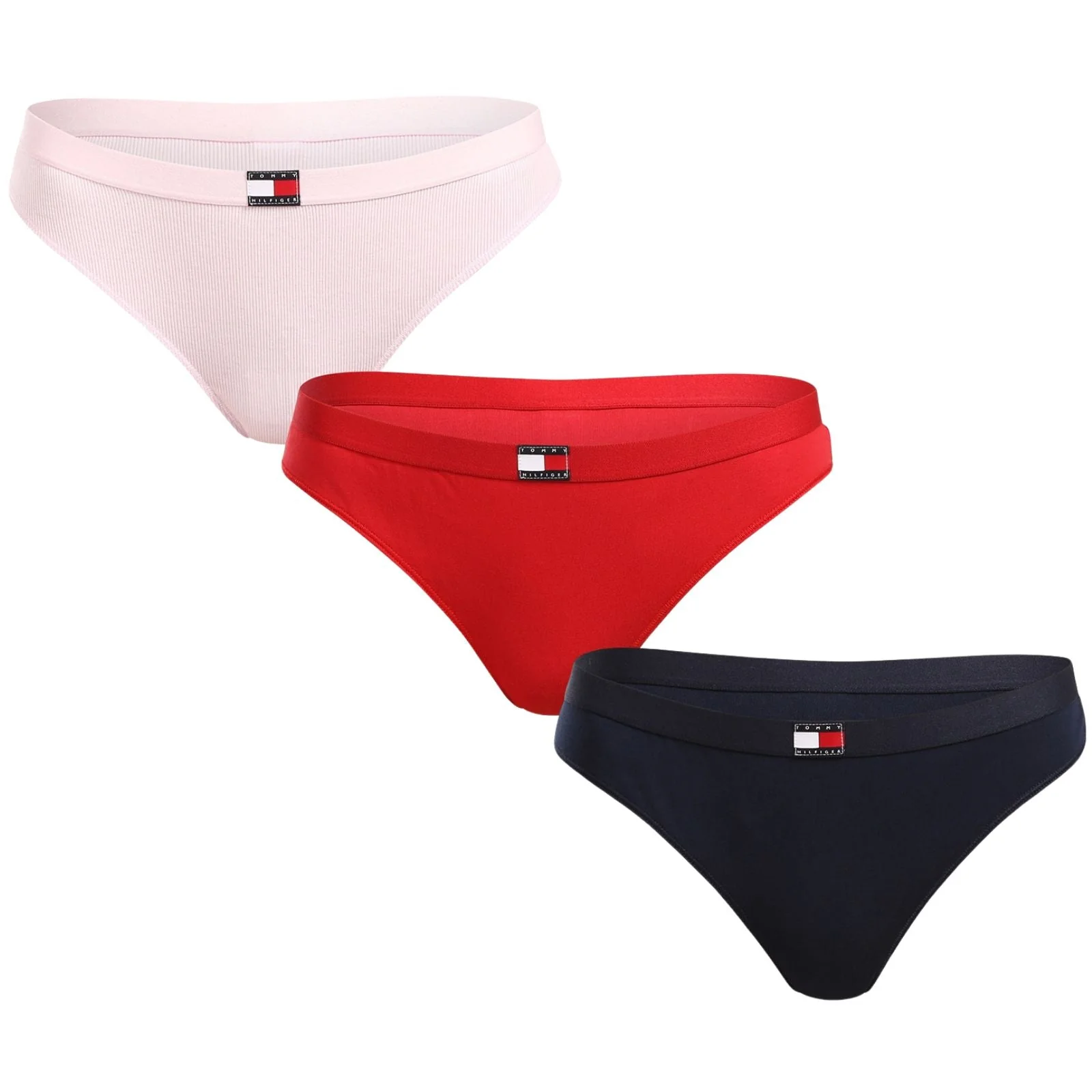 3-Pack Heritage Badge Thongs, Red/Pink/Navy