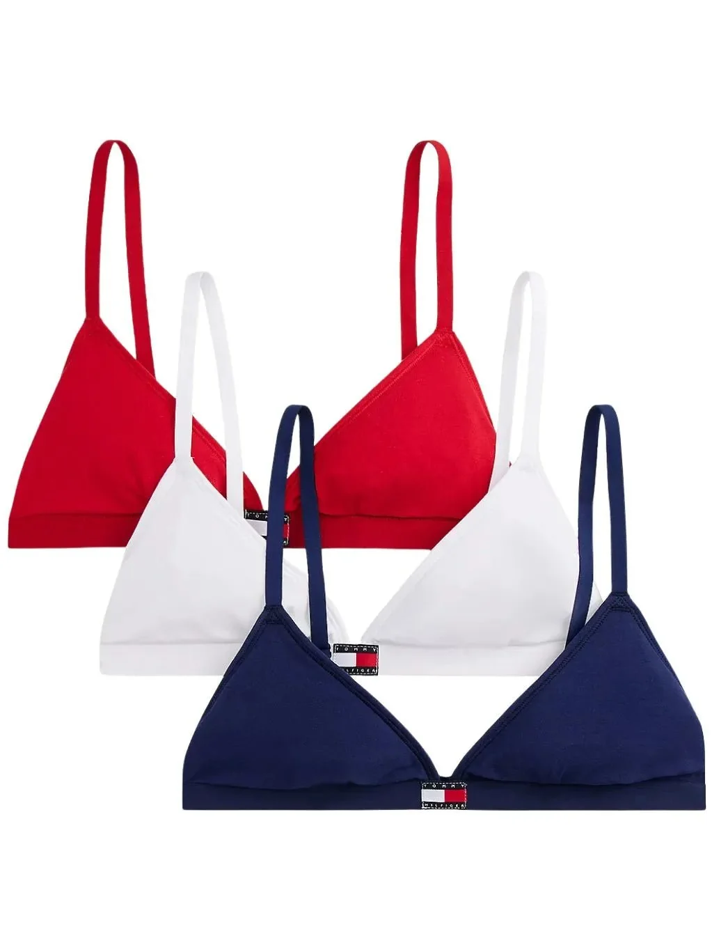 3-Pack Heritage Logo Triangle Bras, Red/White/Navy