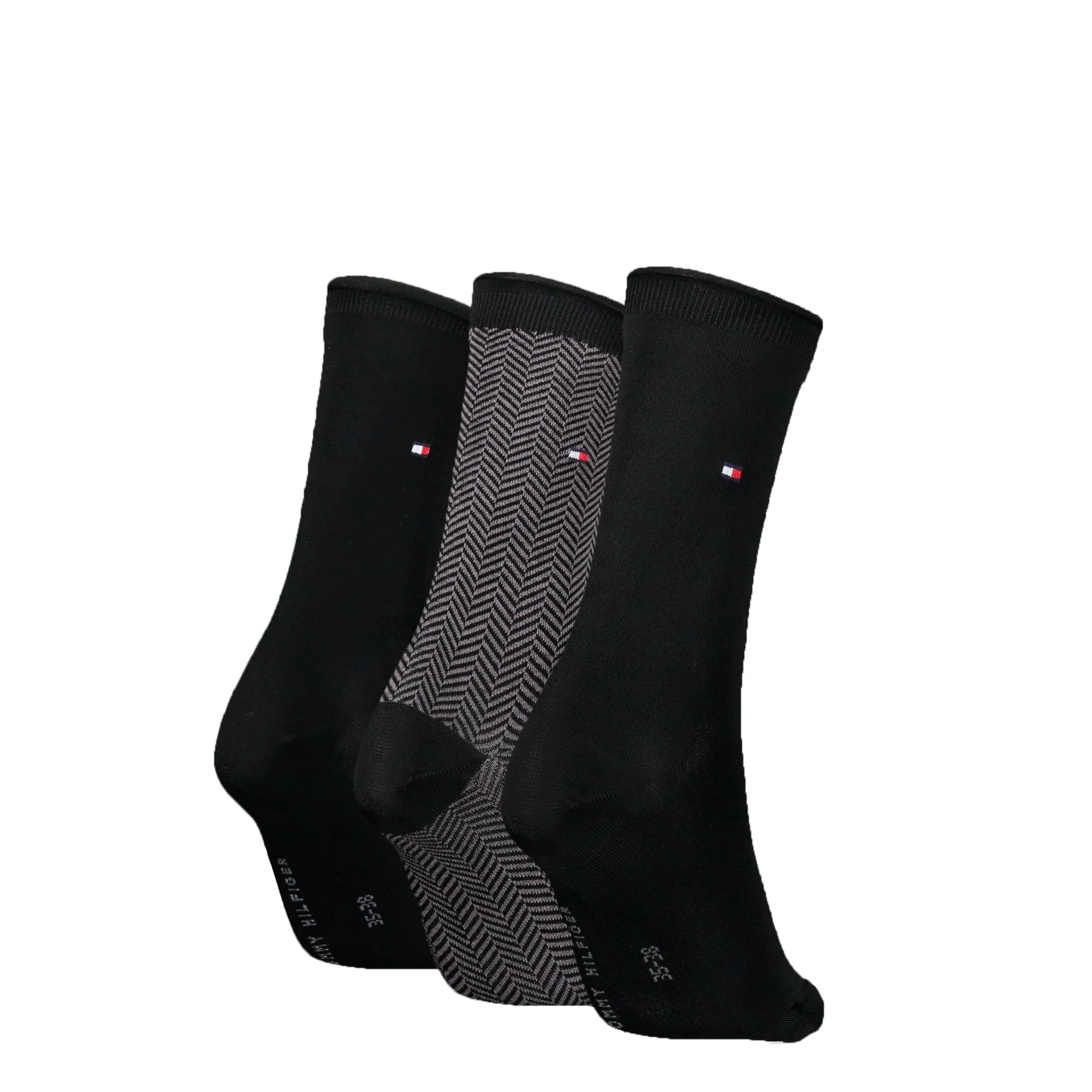 3-Pack Herringbone Pattern & Classic Women's Socks Gift Box, Black - Image 3