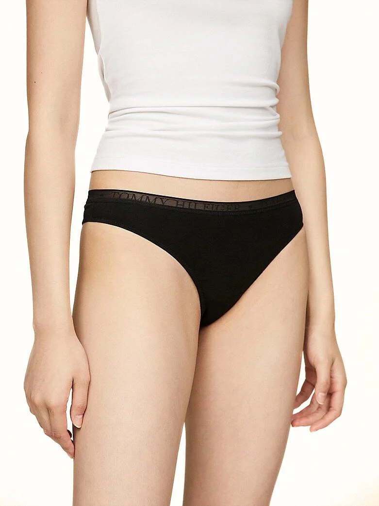 3-Pack Logo Lace Thongs, Black/White/Misty Blush - Image 2