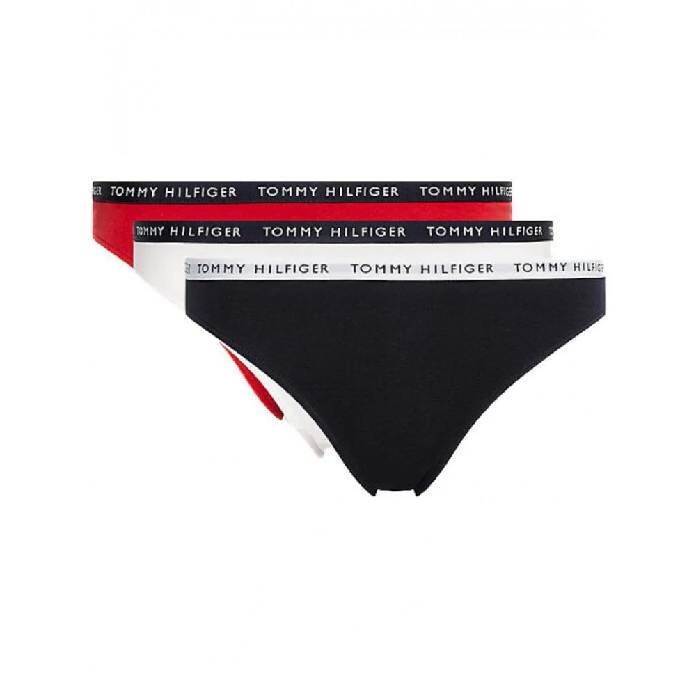 3-Pack Logo Waistband Bikini Briefs, Red/White/Navy