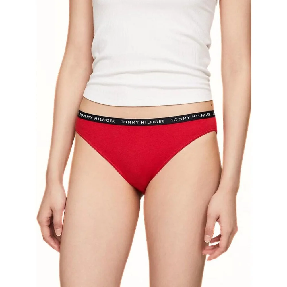 3-Pack Logo Waistband Bikini Briefs, Red/White/Navy - Image 2