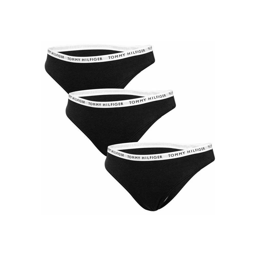 3-Pack Logo Waistband Thongs, Black