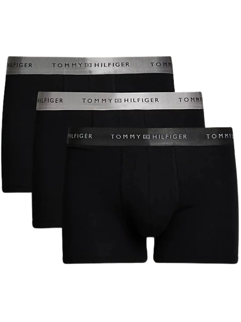 3-Pack Metallic Waistband Boxer Trunks Gift Set, Black