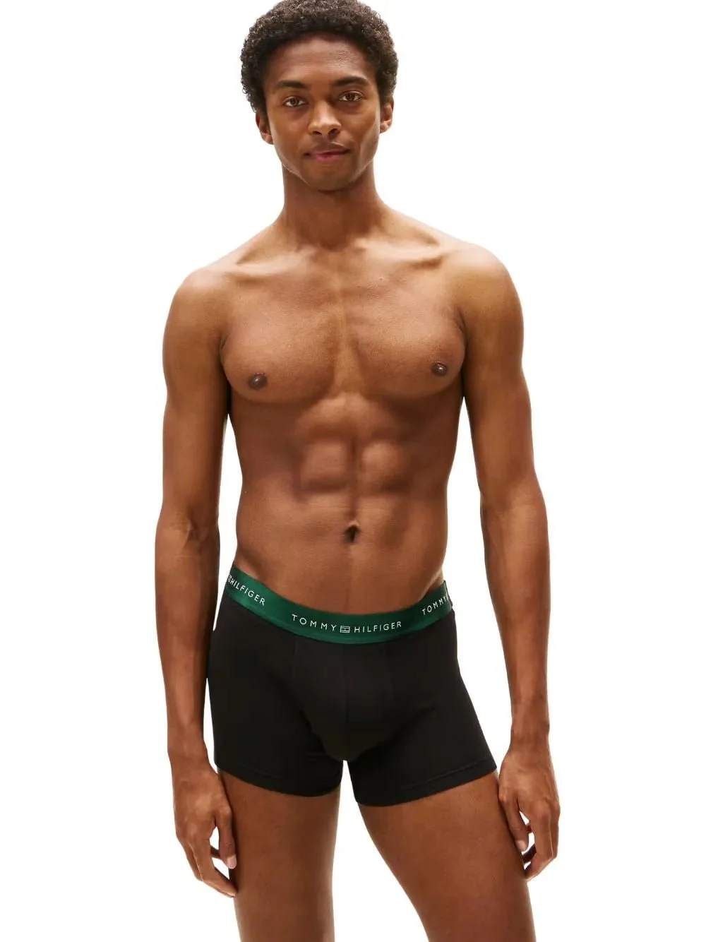 3-Pack Metallic Waistband Boxer Trunks Gift Set, Black w/ green/rouge/silver - Image 3