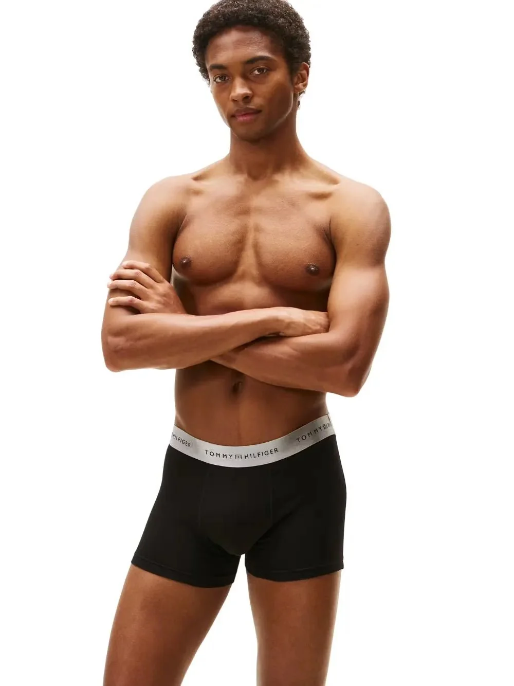 3-Pack Metallic Waistband Boxer Trunks Gift Set, Black w/ green/rouge/silver - Image 5