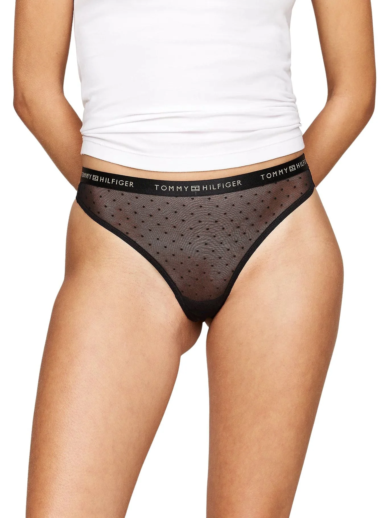 3-Pack Polka Dot Mesh Thongs Gift Set, Ivory/Rouge/Black - Image 3