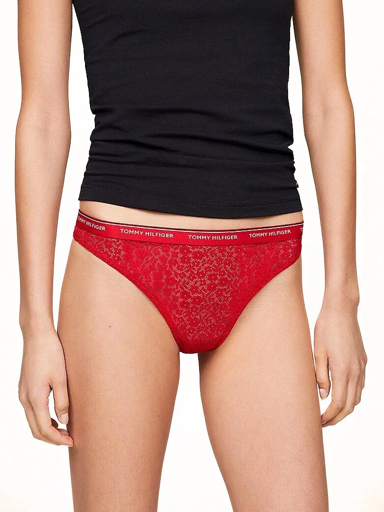 3-Pack Premium Essential Lace Thongs, Navy/White/Red - Image 2