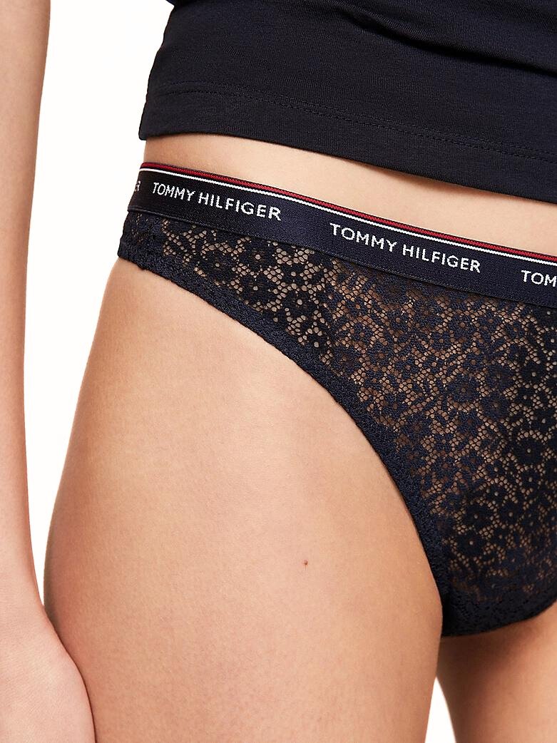 3-Pack Premium Essential Lace Thongs, Navy/White/Red - Image 4
