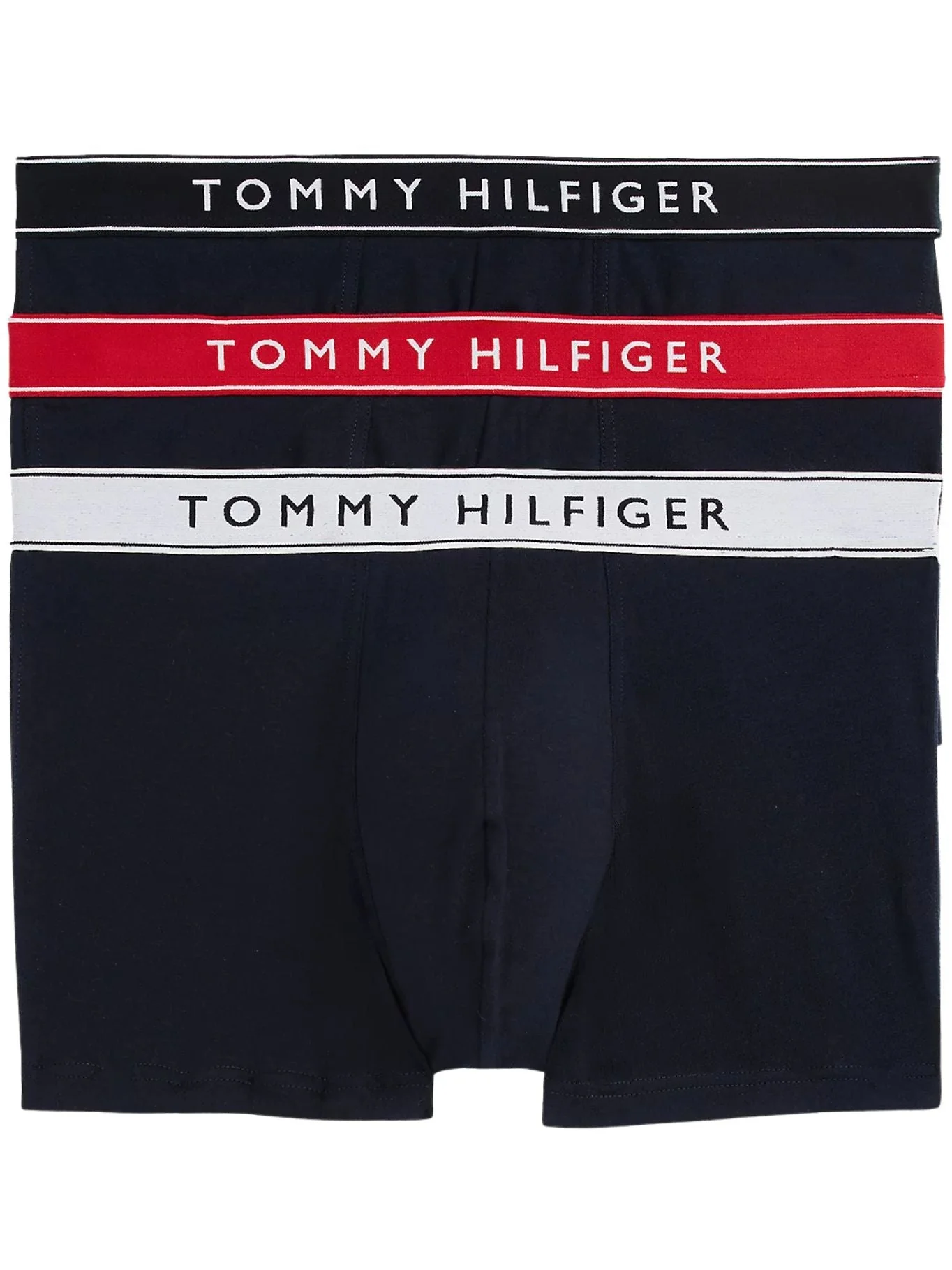 3-Pack Retro Logo Boxer Trunks, Navy w/ red/white/navy