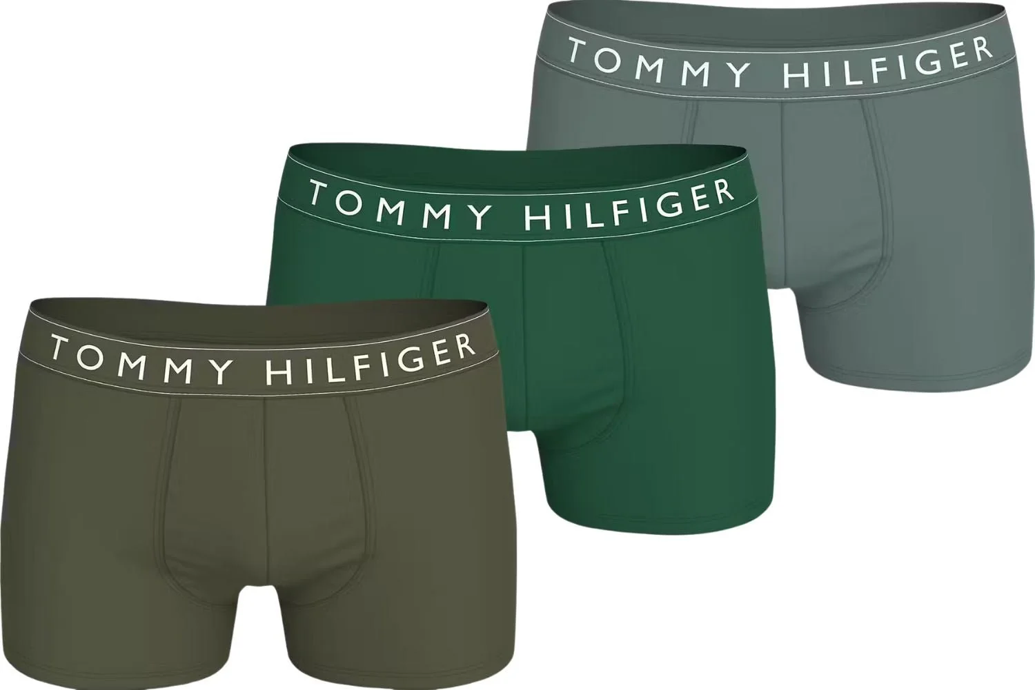 3-Pack Retro Logo Boxer Trunks, Olive/Green