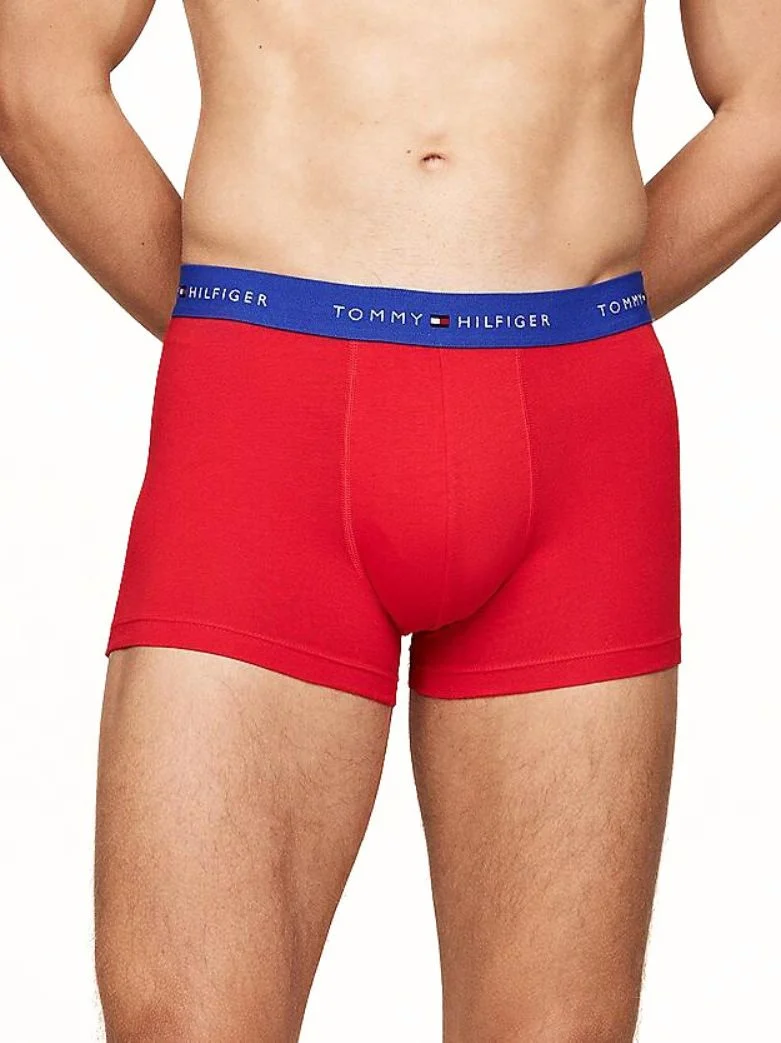 3-Pack Signature Cotton Boxer Trunks, Black/Blue/Red - Image 2