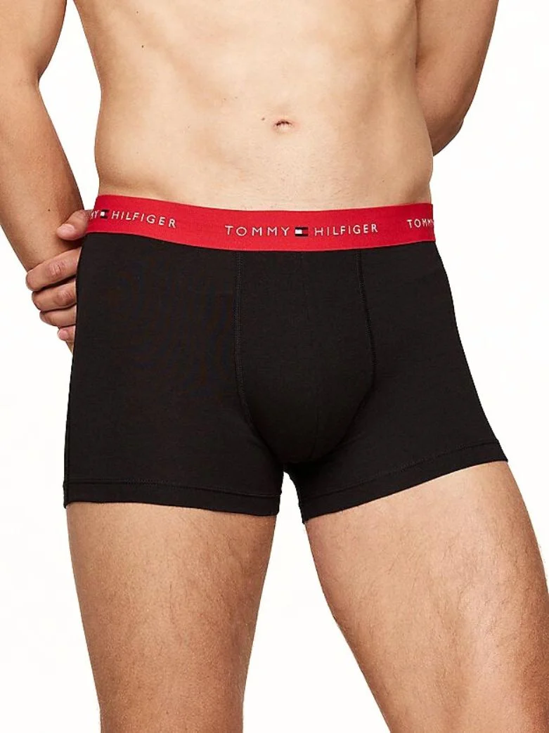 3-Pack Signature Cotton Boxer Trunks, Black/Blue/Red - Image 4