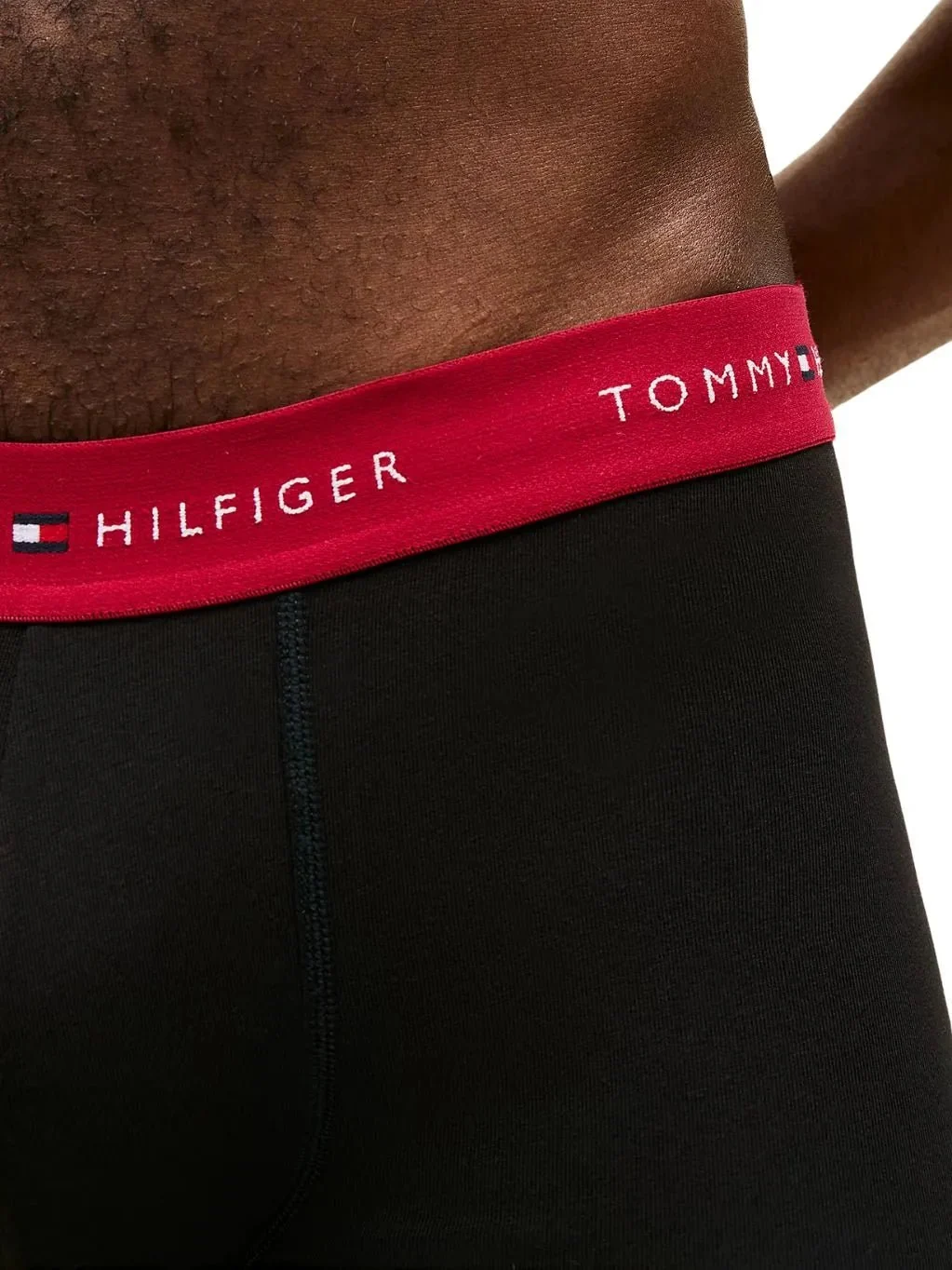 3-Pack Signature Cotton Boxer Trunks, Black w/ burgundy/red/blue - Image 3