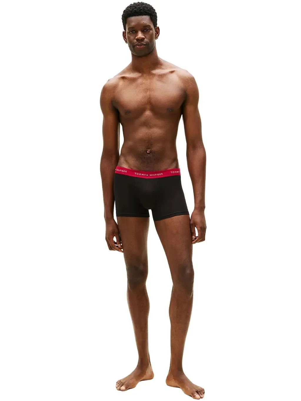 3-Pack Signature Cotton Boxer Trunks, Black w/ burgundy/red/blue - Image 5