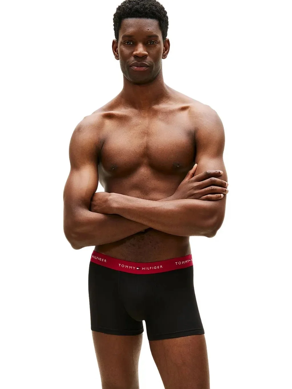 3-Pack Signature Cotton Boxer Trunks, Black w/ burgundy/red/blue - Image 7