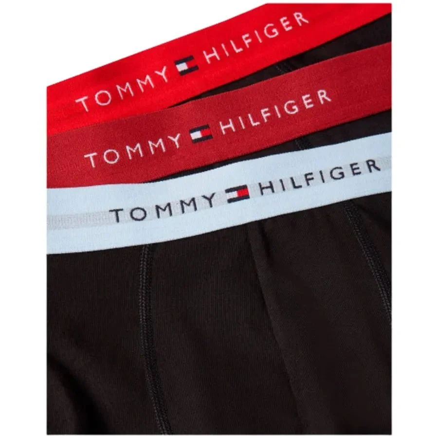 3-Pack Signature Cotton Boxer Trunks, Black w/ red/burgundy/ice - Image 3