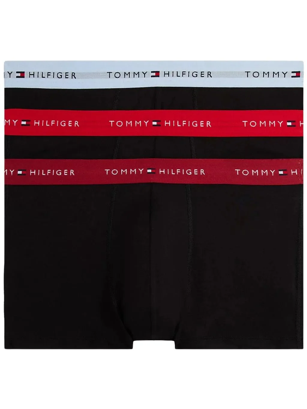 3-Pack Signature Cotton Boxer Trunks, Black w/ red/burgundy/ice - Image 4