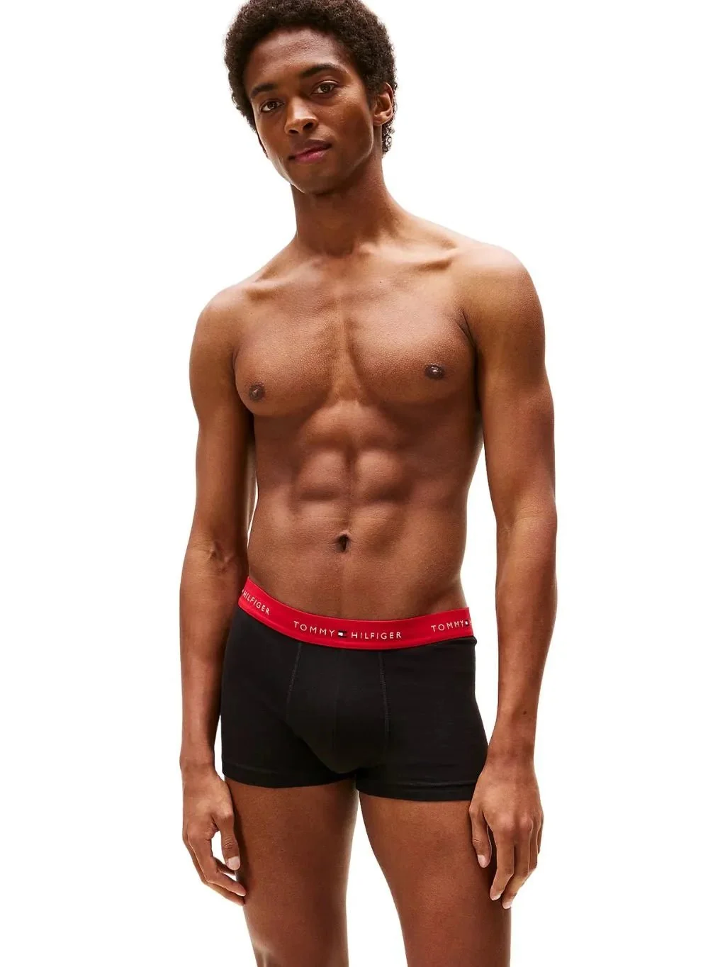 3-Pack Signature Cotton Boxer Trunks, Black w/ red/burgundy/ice - Image 5