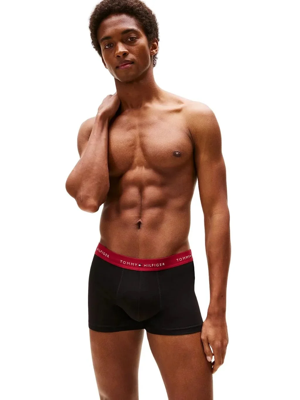 3-Pack Signature Cotton Boxer Trunks, Black w/ red/burgundy/ice - Image 9