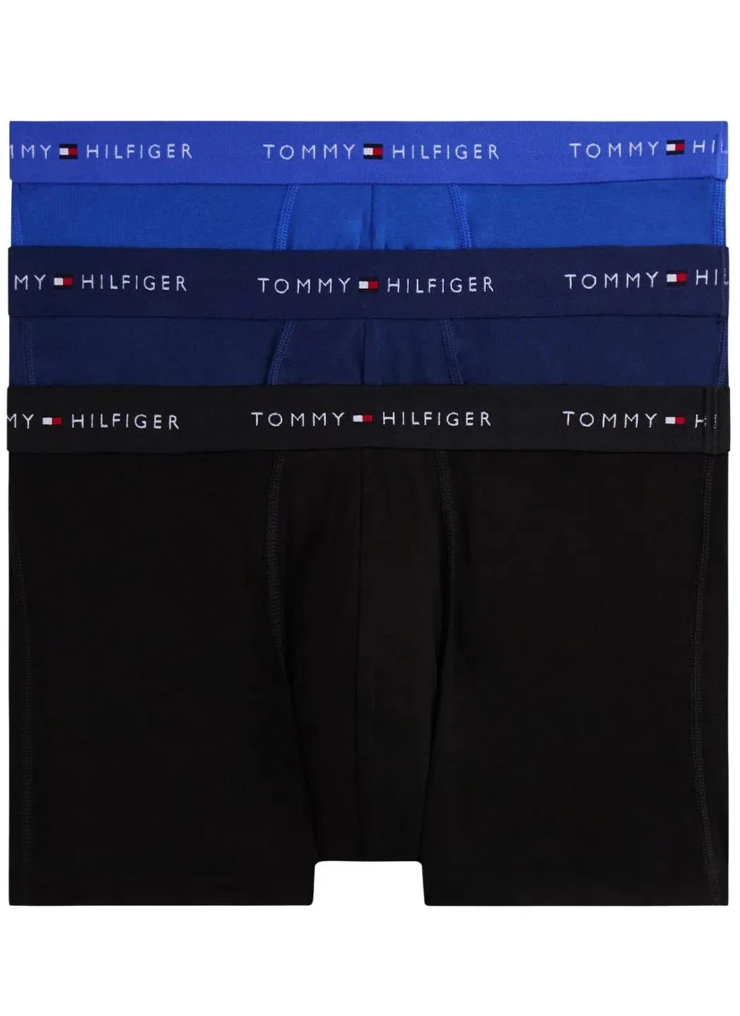 3-Pack Signature Cotton Boxer Trunks, Blue/Navy/Black
