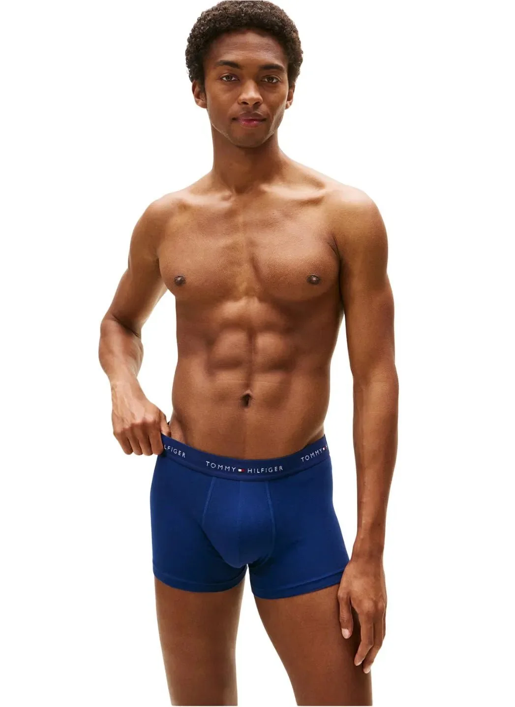 3-Pack Signature Cotton Boxer Trunks, Blue/Navy/Black - Image 3