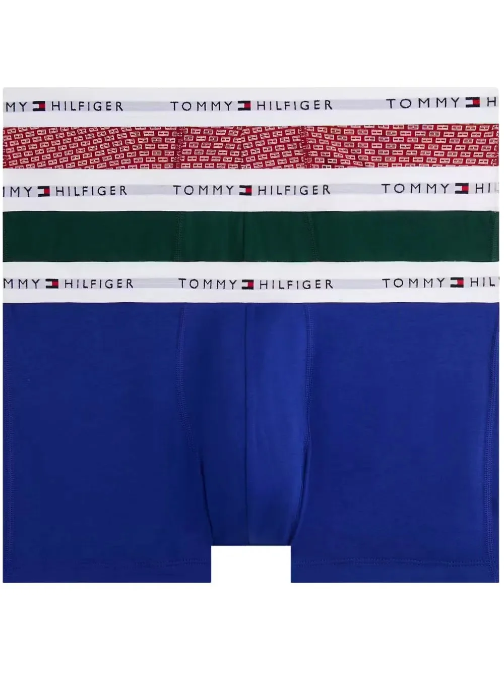 3-Pack Signature Cotton Flag DNA Print Boxer Trunks, Red/Green/Blue