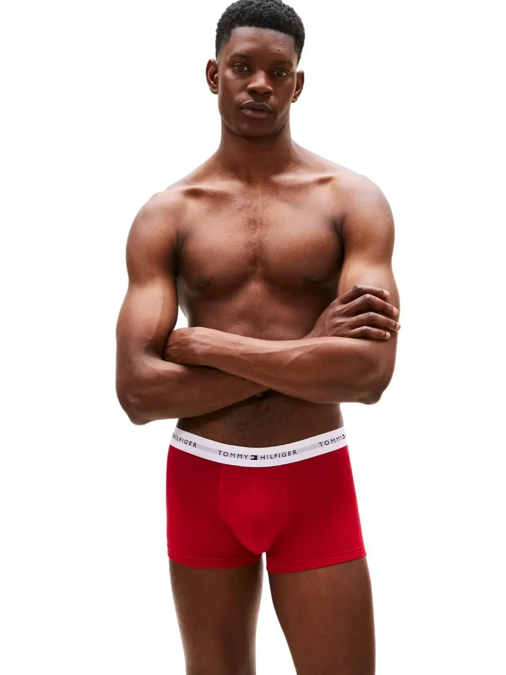 3-Pack Signature Cotton Hearts Print Boxer Trunks, Navy/Pink/Red - Image 3