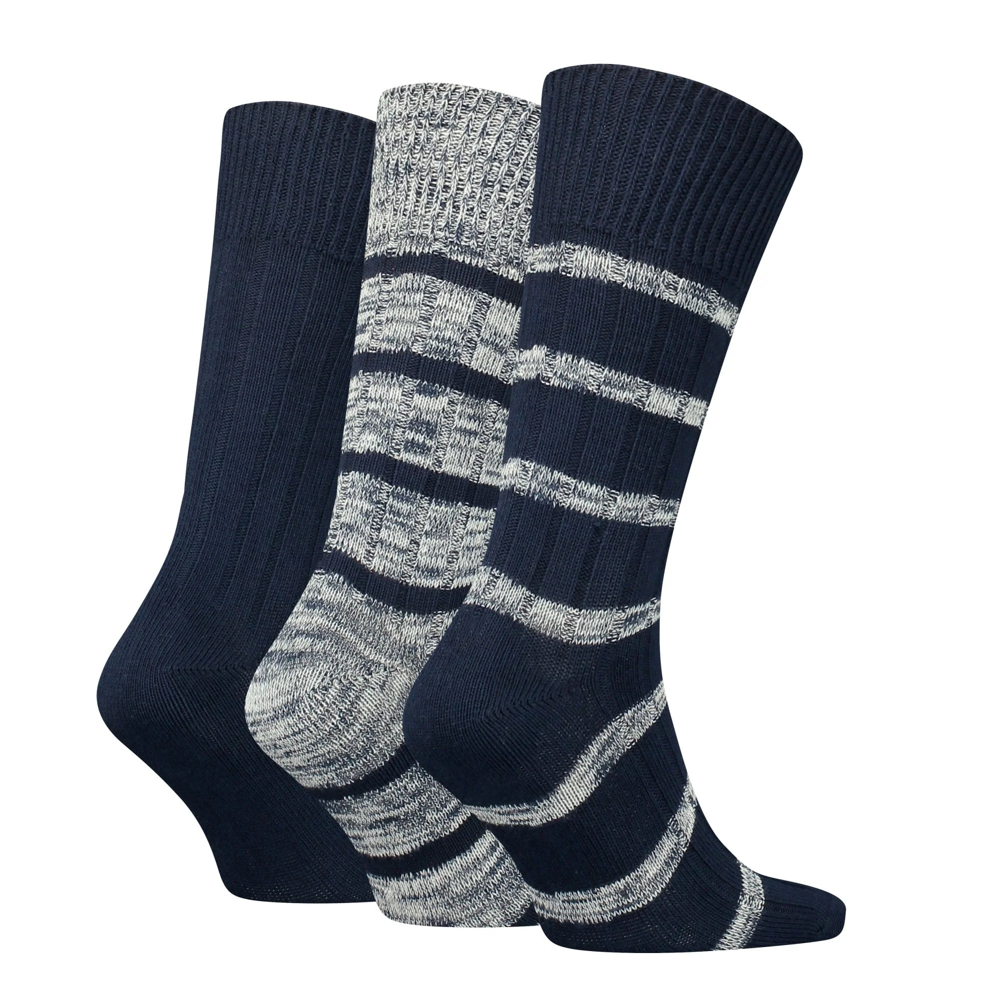3-Pack Slub Mouline Stripe Boot Socks Gift Box, Navy Combo - Image 4
