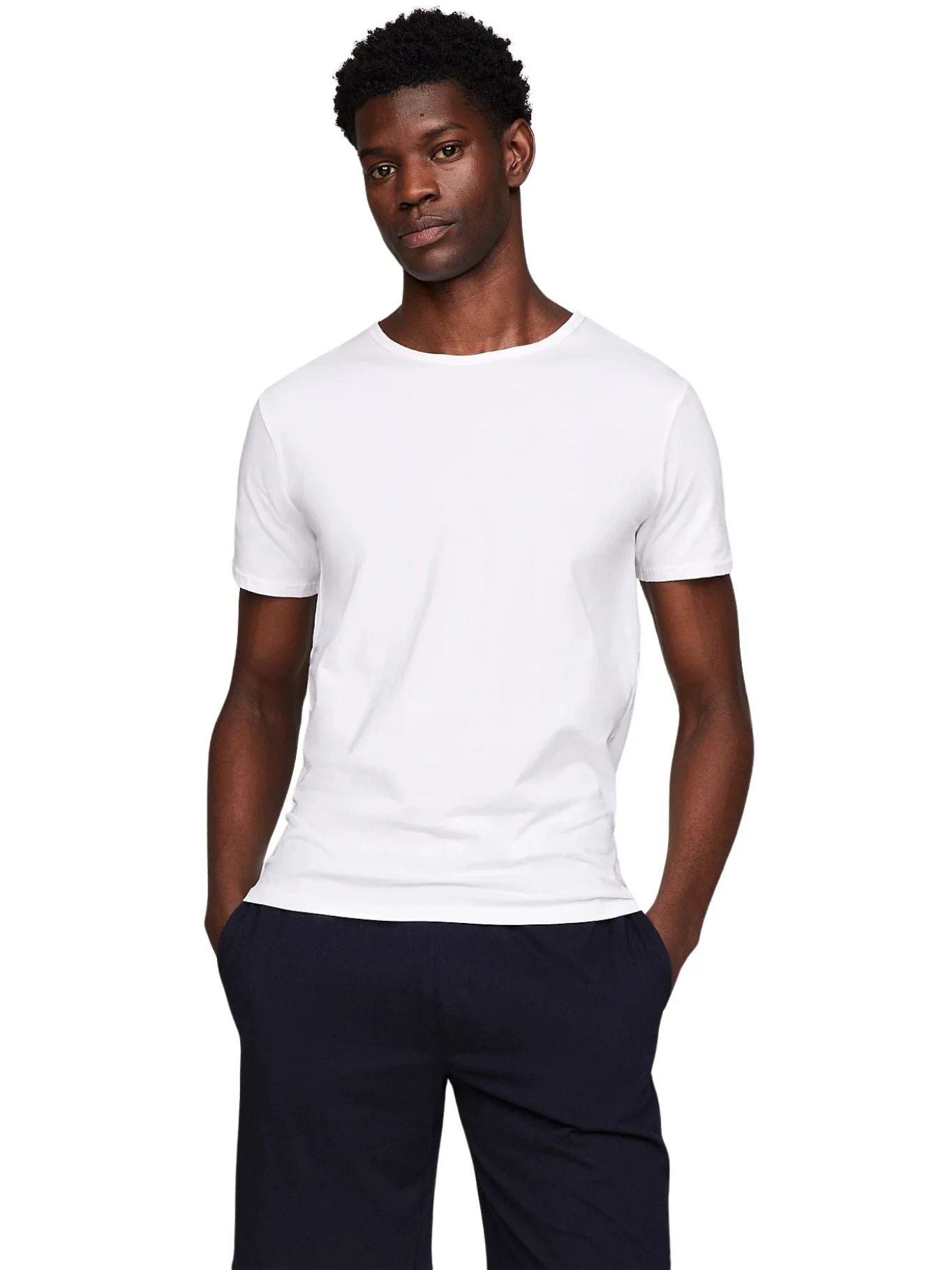 3-Pack Stretch Cotton Crew-Neck T-Shirts, White - Image 3