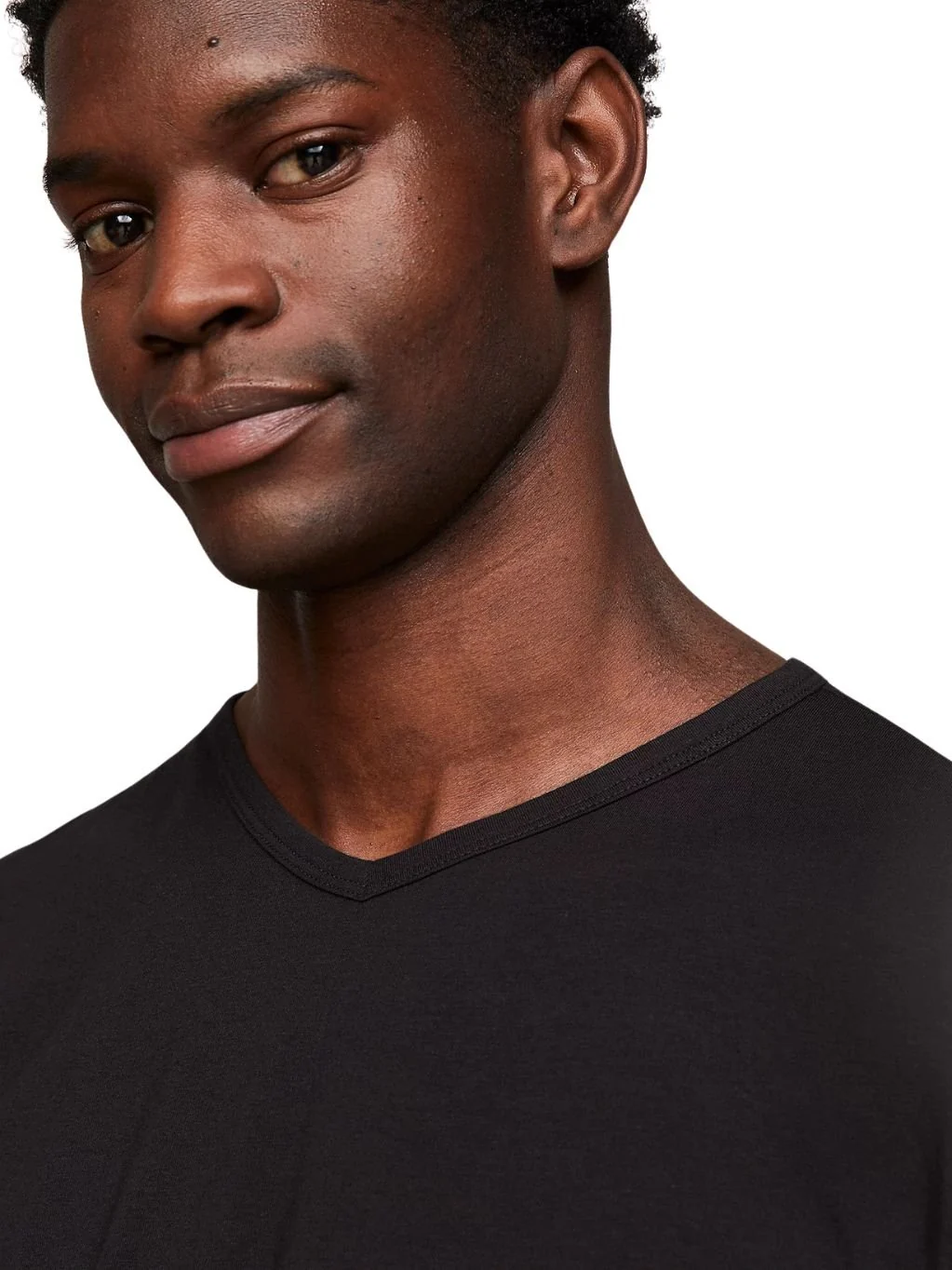 3-Pack Stretch Cotton V-Neck T-Shirts, Black - Image 4