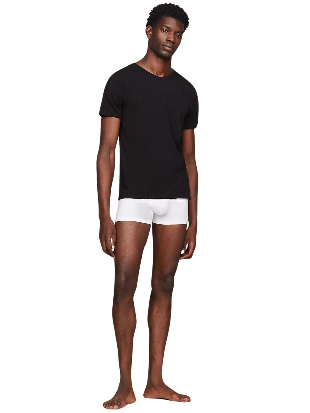3-Pack Stretch Cotton V-Neck T-Shirts, Black - Image 5
